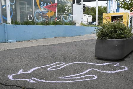 chalk outline on footpath